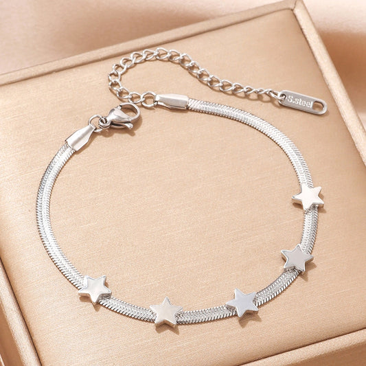 Star Flat Chain Bracelet [Stainless Steel]