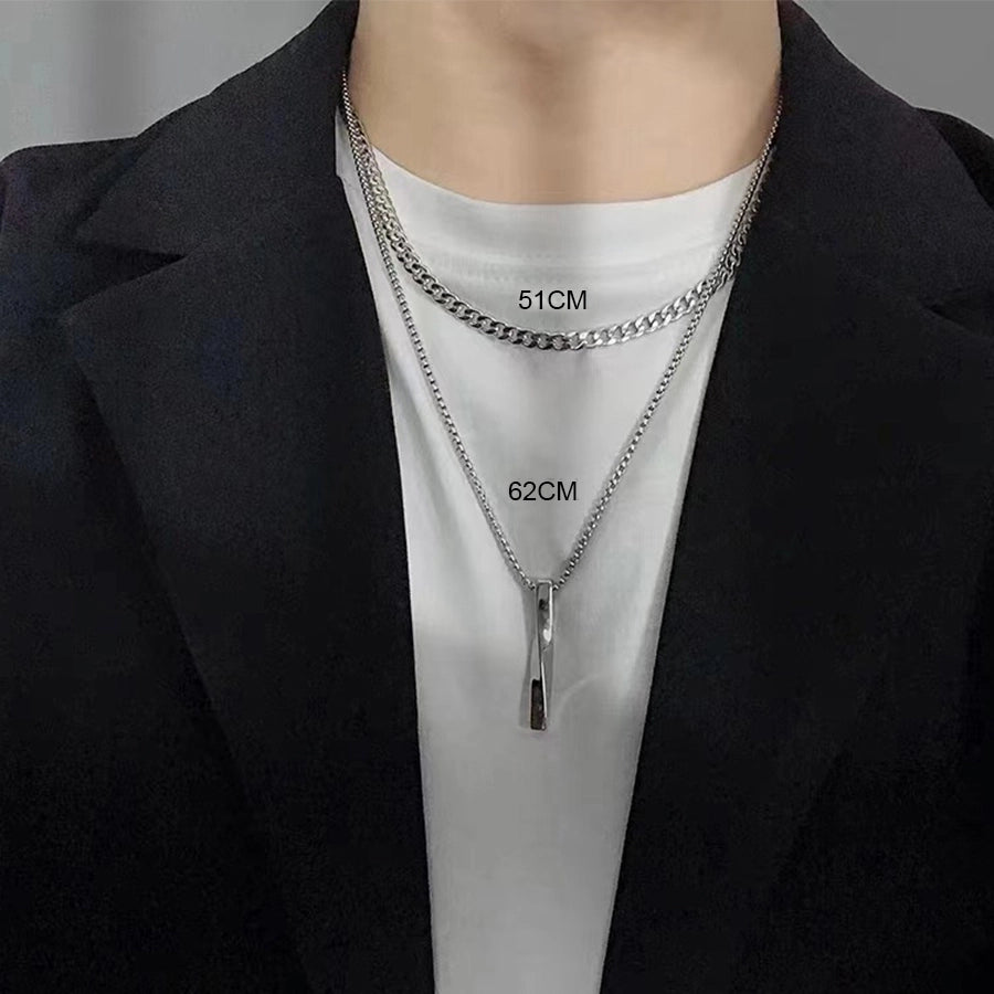 Casual Hip-Hop Solid Color Layered Necklaces [304 Stainless Steel]