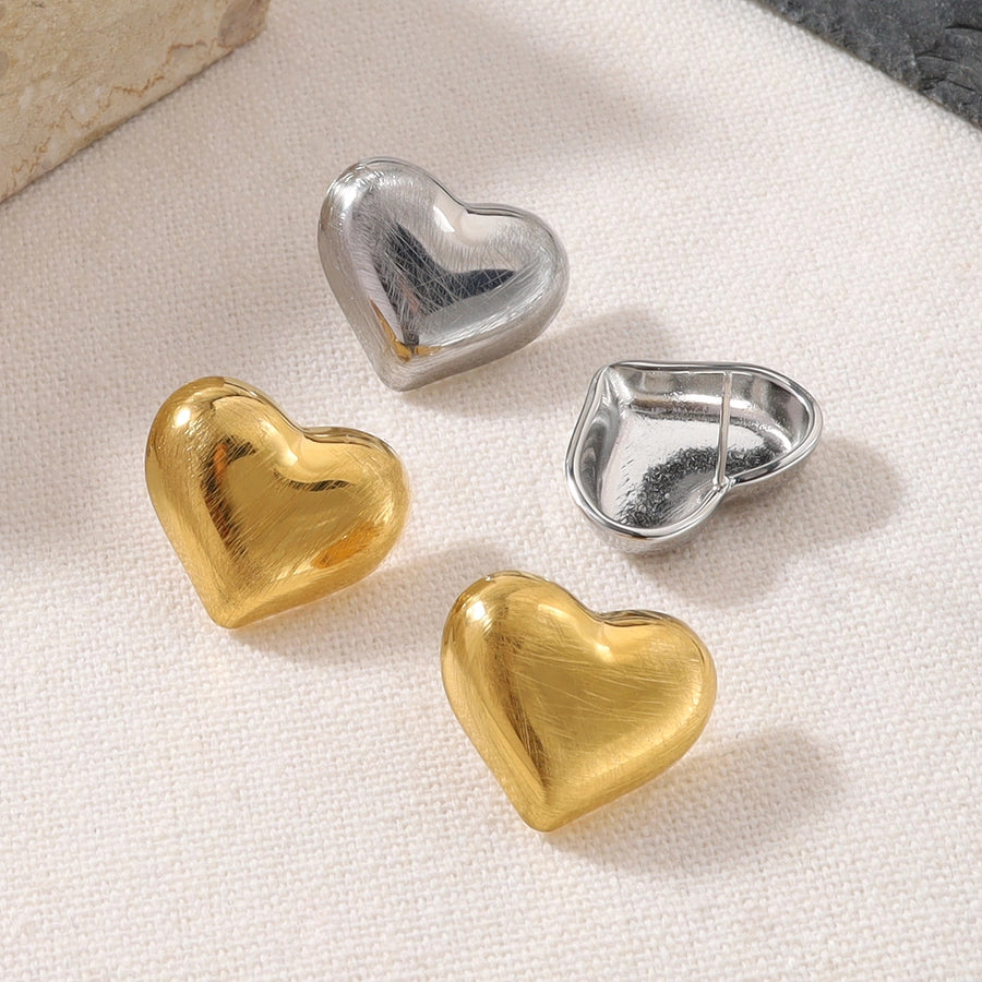 Heart Shape Earrings [304 Stainless Steel,18K Gold Plated]