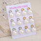 Round Pearl Stud Earrings Set [304 Stainless Steel]