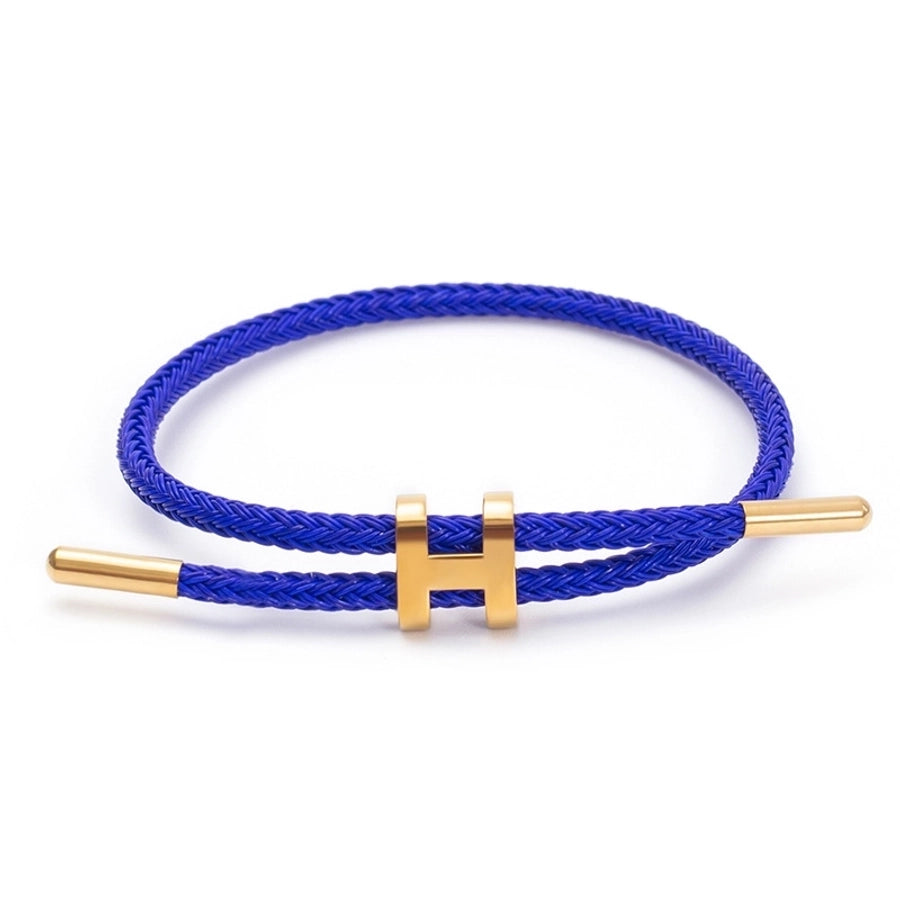 H Letter Wire Rope  Bracelets [304 Stainless Steel, 18K Gold Plated]