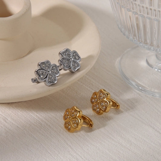 Vintage Floral Ear Studs [304 Stal nierdzewna, 18 -karatowy złoto.