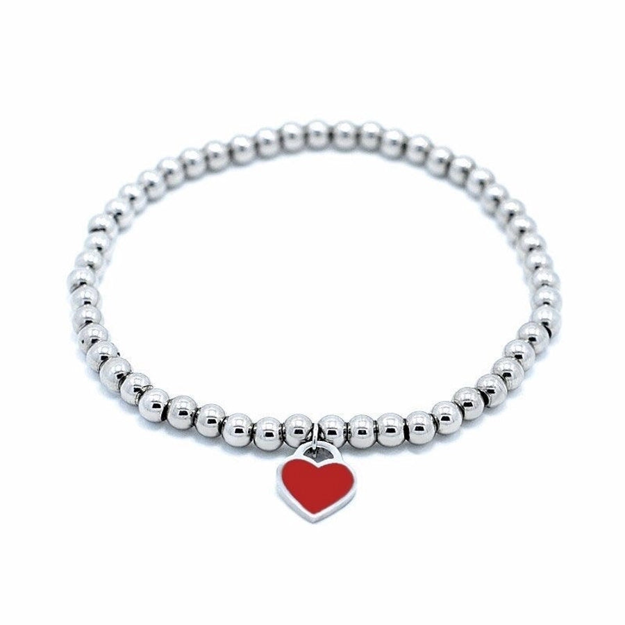 Heart Shape Beaded Bracelet [Stainless Steel,18K Gold Plated]