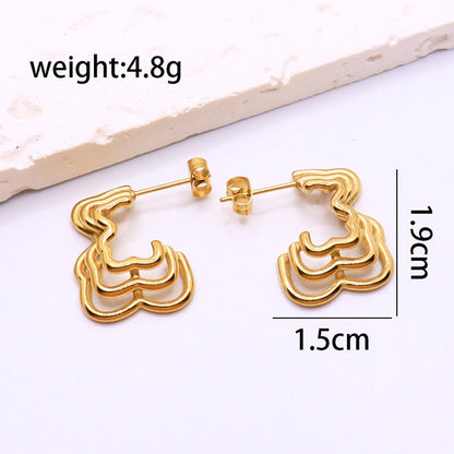 Flower Bow Knot Earrings [304 Stainless Steel,18K Gold Plated]