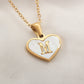 Letter Shell Heart Pendant Necklace [304 Stainless Steel,18K Gold Plated]