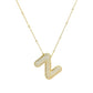 Gold Rhinestones Letter Necklace [304 Stainless Steel]