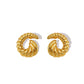 Swirl Croissant Polishing  Ear Studs [304 Stainless Steel,18K Gold Plated]