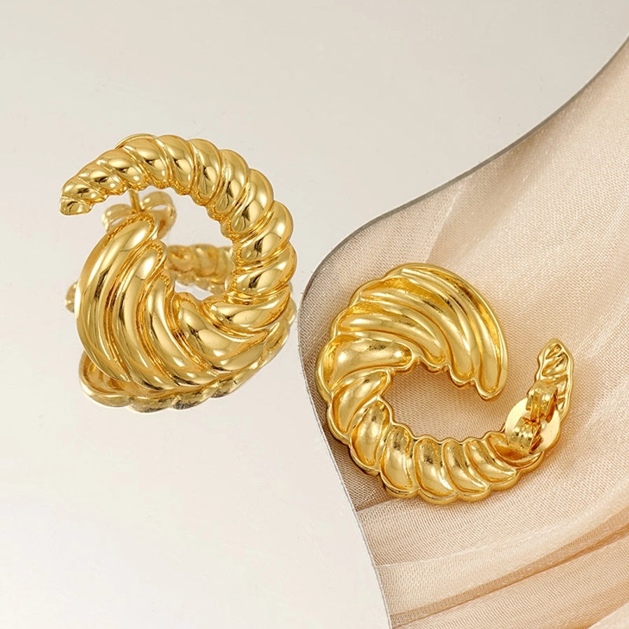 Swirl Croissant Polishing Ear Studs [304 roestvrij staal, 18K vergulde goud]