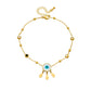 Vacation Heart Shape Eye Roman Numeral  Pearls Anklet [304 Stainless Steel, 18K Gold Plated]