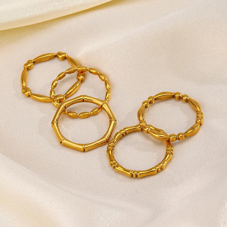 Mix Bands Rings [304 Stainless Steel 18K Gold Plated]