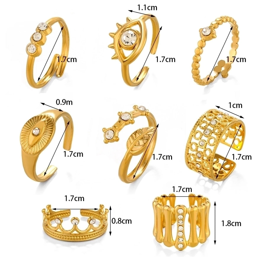 Mix Design Rhinestone Ring [304 Stainless Steel, 18K Gold Plated]