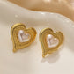 Heart Shape Artificial Pearls Earrings [304 Stainless Steel]