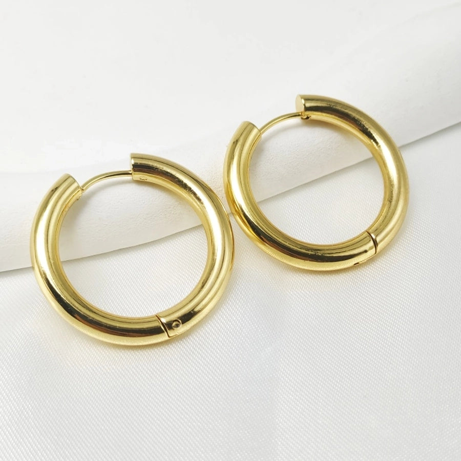 Round Oval Circle Earrings [304 Stainless Steel,18K Gold Plated]