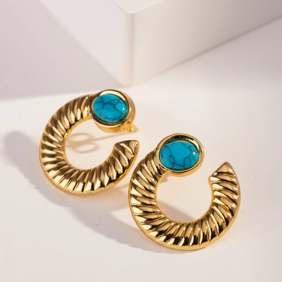 Vintage Turquoise Earrings [304 Stainless Steel,18K Gold Plated]