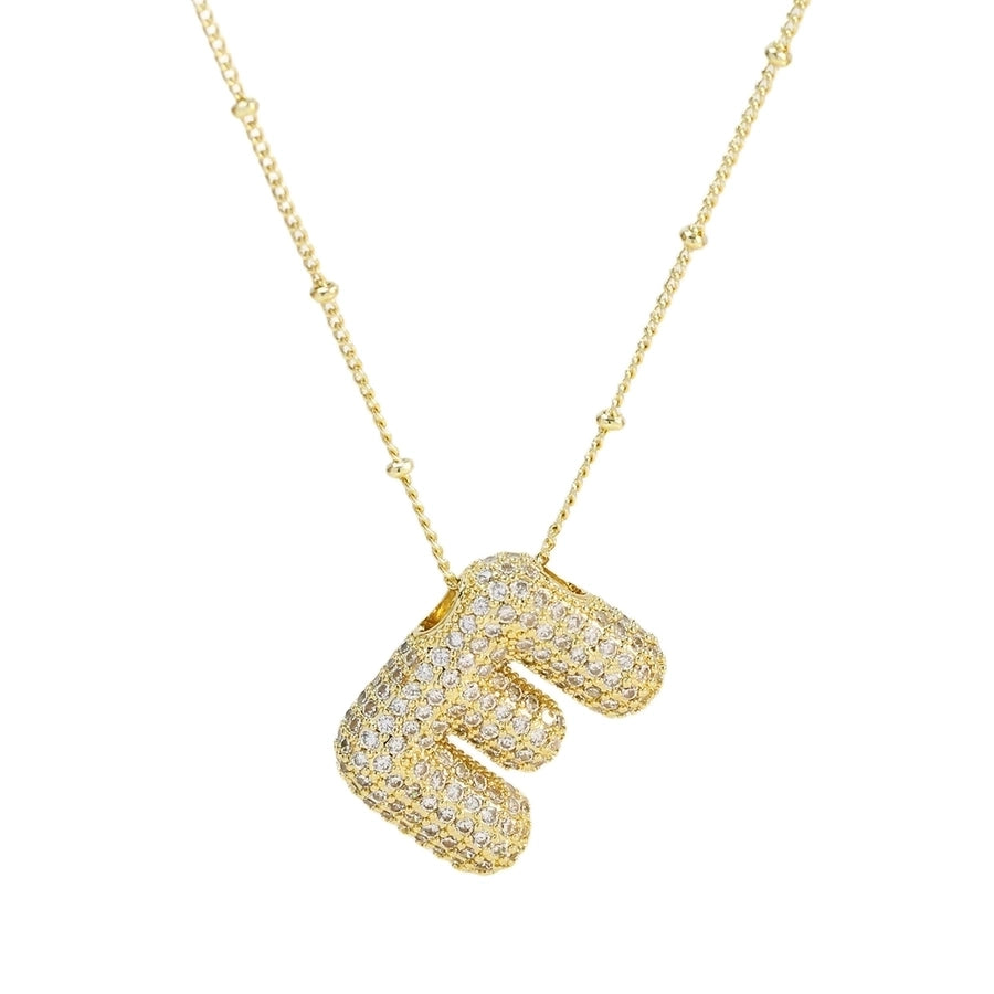 Gold Rhinestones Letter Necklace [304 Stainless Steel]