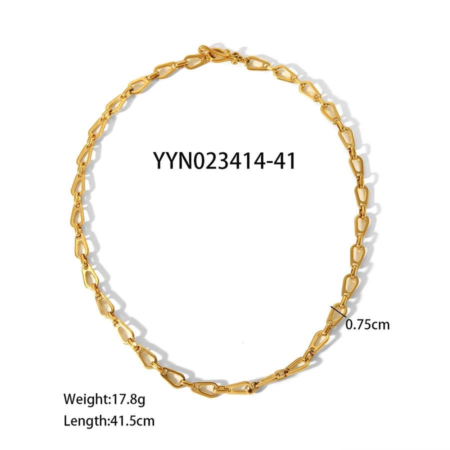 Droplets Hollow Chain Bracelet/Necklace/Jewelry Set [304 Stainless Steel, 18K Gold Plated]