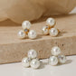 Three Pearl Earrings [304 Stainless Steel,16K Gold Plated]