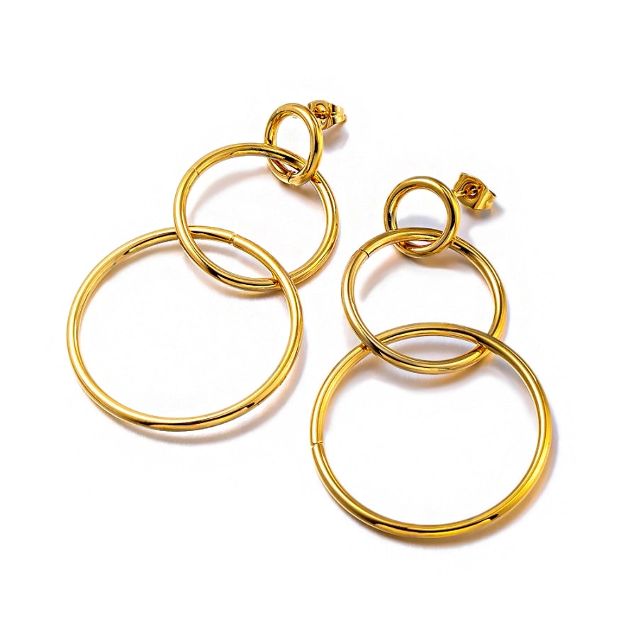 Multi Circle Drop Earrings [304 Stainless Steel,18K Gold Plated]