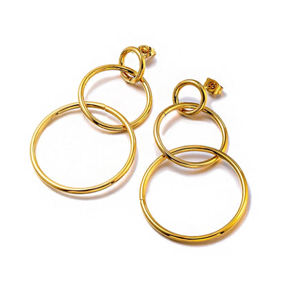 Multi Circle Drop Earrings [304 Stainless Steel,18K Gold Plated]