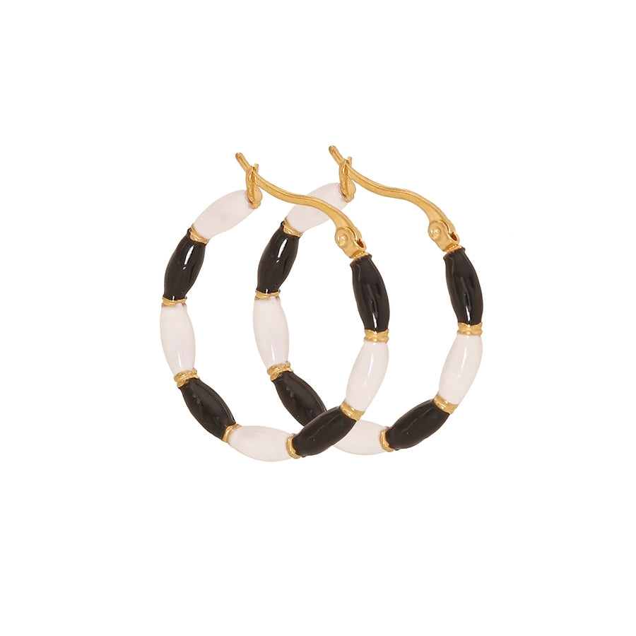 Round Enamel Earrings [304 Stainless Steel,18K Gold Plated]