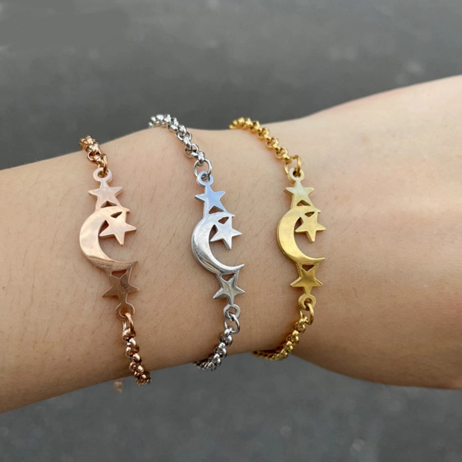 Star MoonBracelets [201 Stainless Steel, 18K Gold Plated]