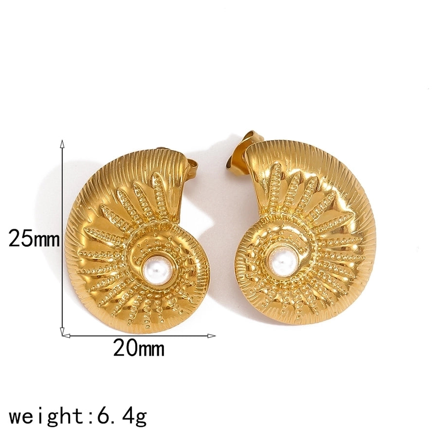 Conch Shell Earrings [304 Stainless Steel,18K Gold Plated]