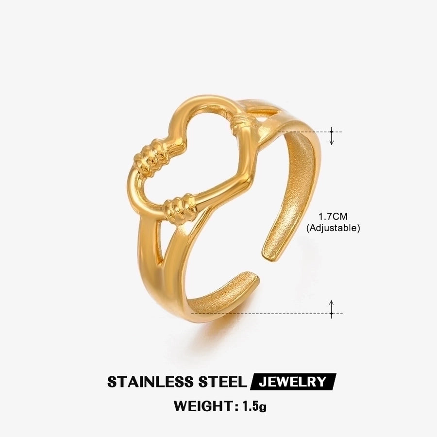 Heart Shape Open Ring [304 Stainless Steel 18K Gold Plated]