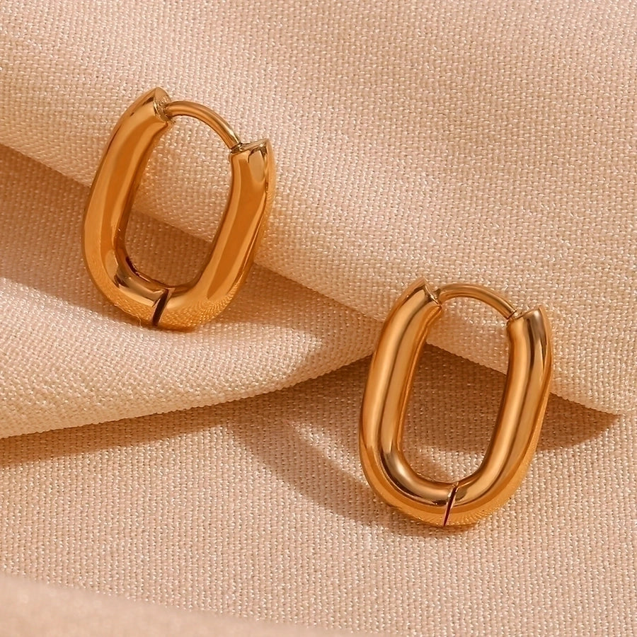 Oval Thick Earrings [304 Stainless Steel,18K Gold Plated]