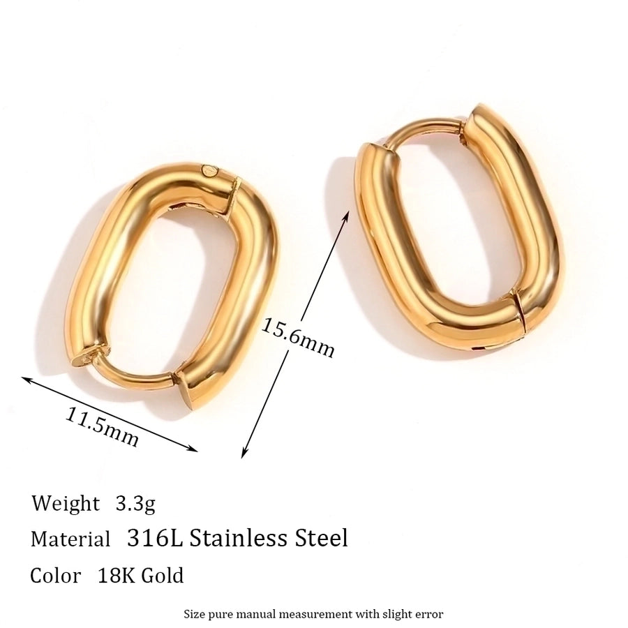 Oval Thick Earrings [304 Stainless Steel,18K Gold Plated]