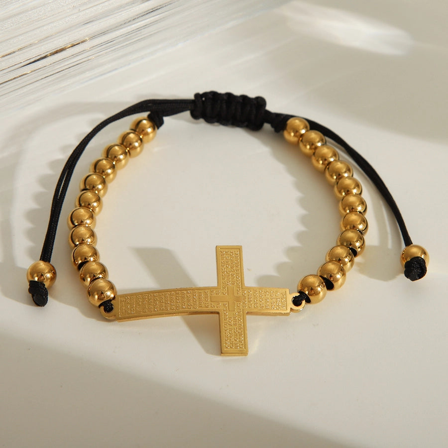 Braccialetti in poliestere d'amore [201 in acciaio inossidabile, oro 18K placcato]