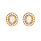 Oval Pearl Ear Studs [304 Stainless Steel,18K Gold Plated]