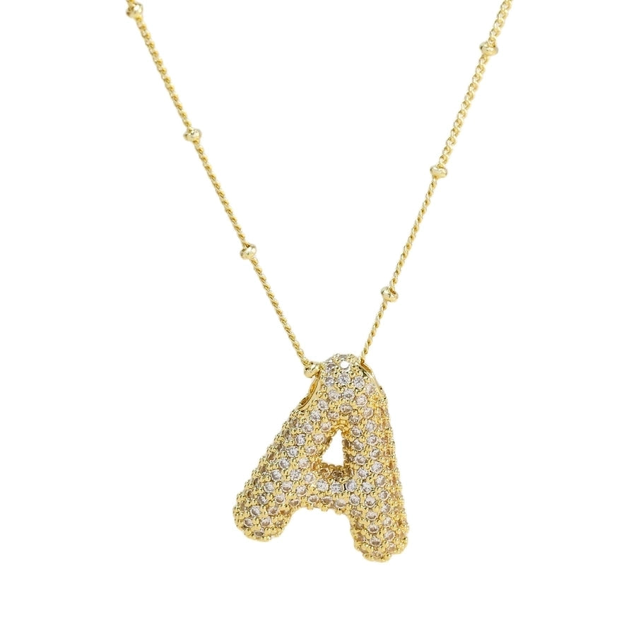 Gold Rhinestones Letter Necklace [304 Stainless Steel]