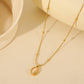 Oval Pendant Necklace Twisted Rope Chain  [304 Stainless Steel,18K Gold Plated]