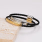 Leather Rope Color Block Bracelet [304 Stainless Steel]