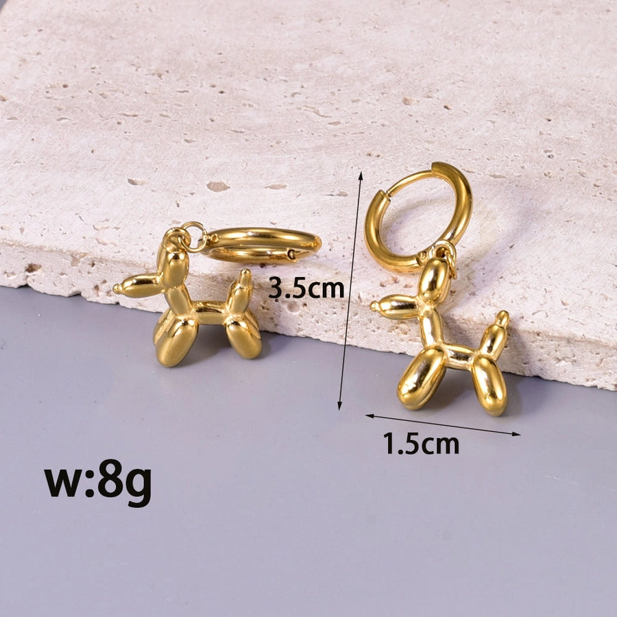 Boucles d'oreilles pour chiens de dessin animé [304 en acier inoxydable 18 carkets en or]