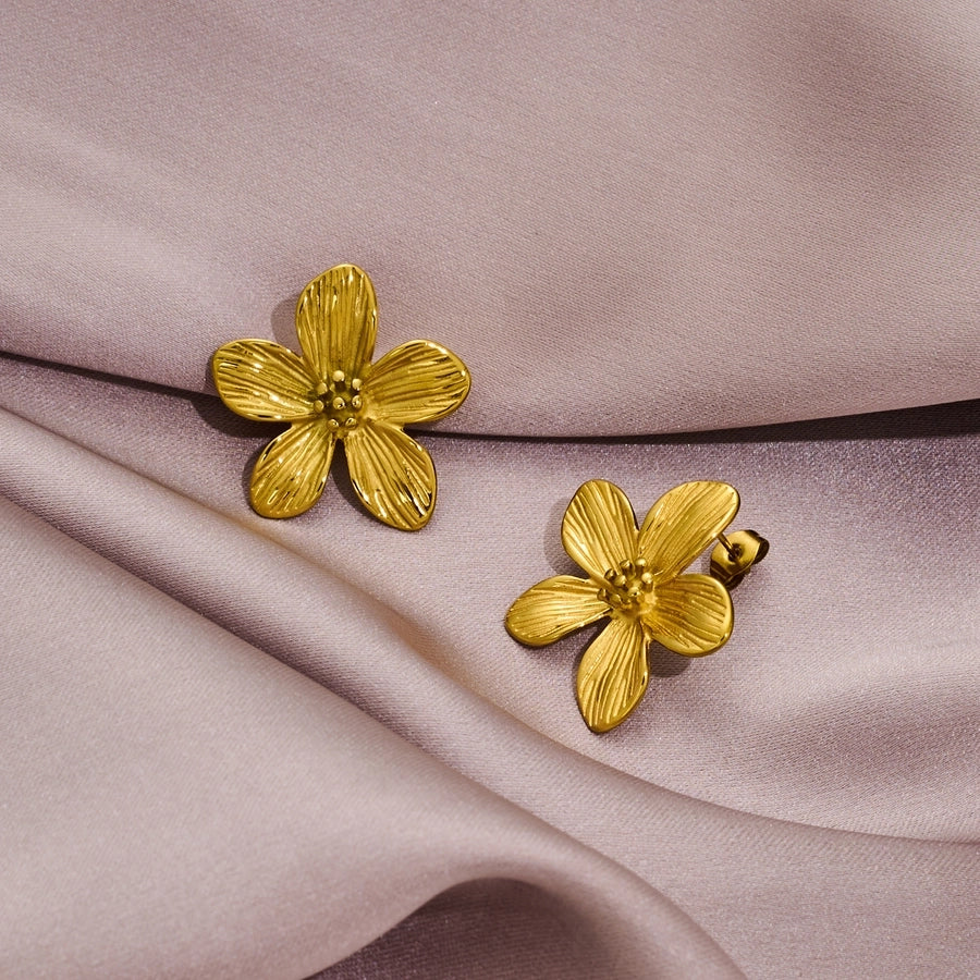 Elegant Flower Earrings [316 Stainless Steel,18K Gold Plated]