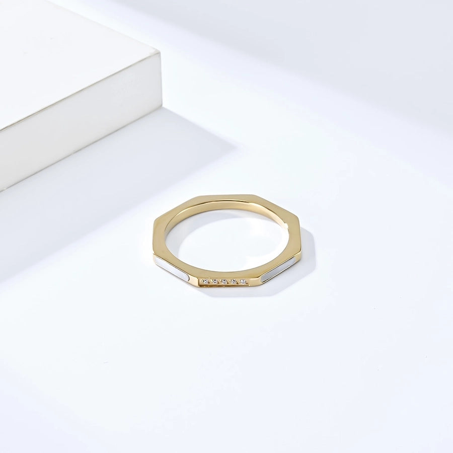 Anillo de color sólido de estilo simple [304 acero inoxidable de 18k chapado en oro]