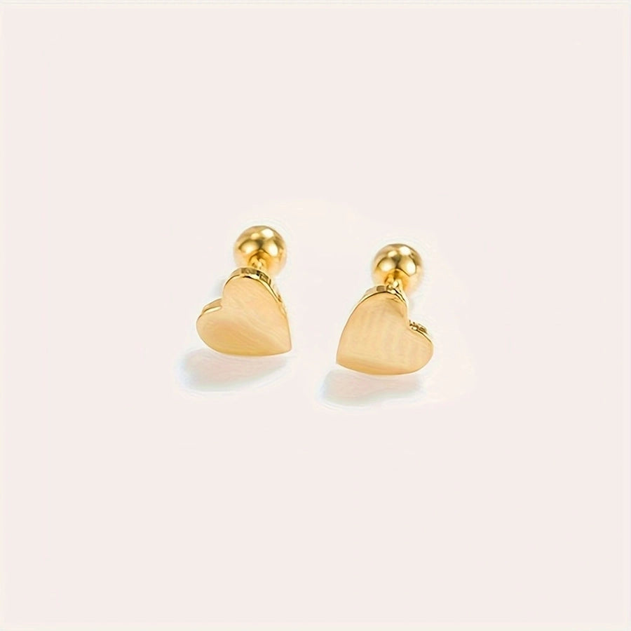 Star Heart Shape Stud Earrings [304 Stainless Steel,18K Gold Plated]