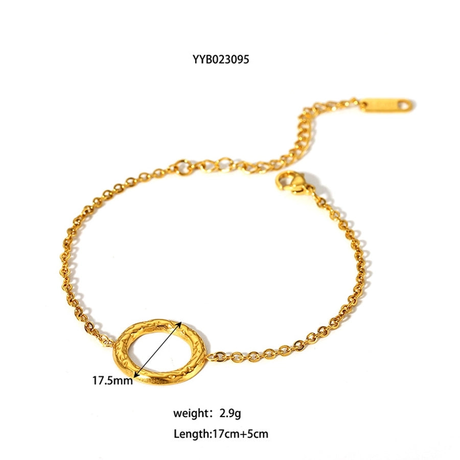 Hollow Round Bracelet/Earrings/Necklace [304 Stainless Steel,18K Gold Plated]