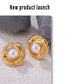 British Style Round Artificial Pearls eARRINGS [304 Stainless Steel,18K Gold Plated]