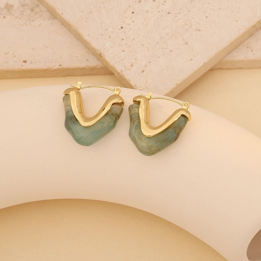 Geometric V-Shaped Earrings Temperament Resin Stainless Steel Studs