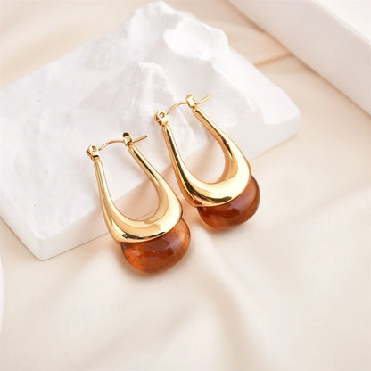 Water Droplets Earrings [304 Stainless Steel,18K Gold Plated]