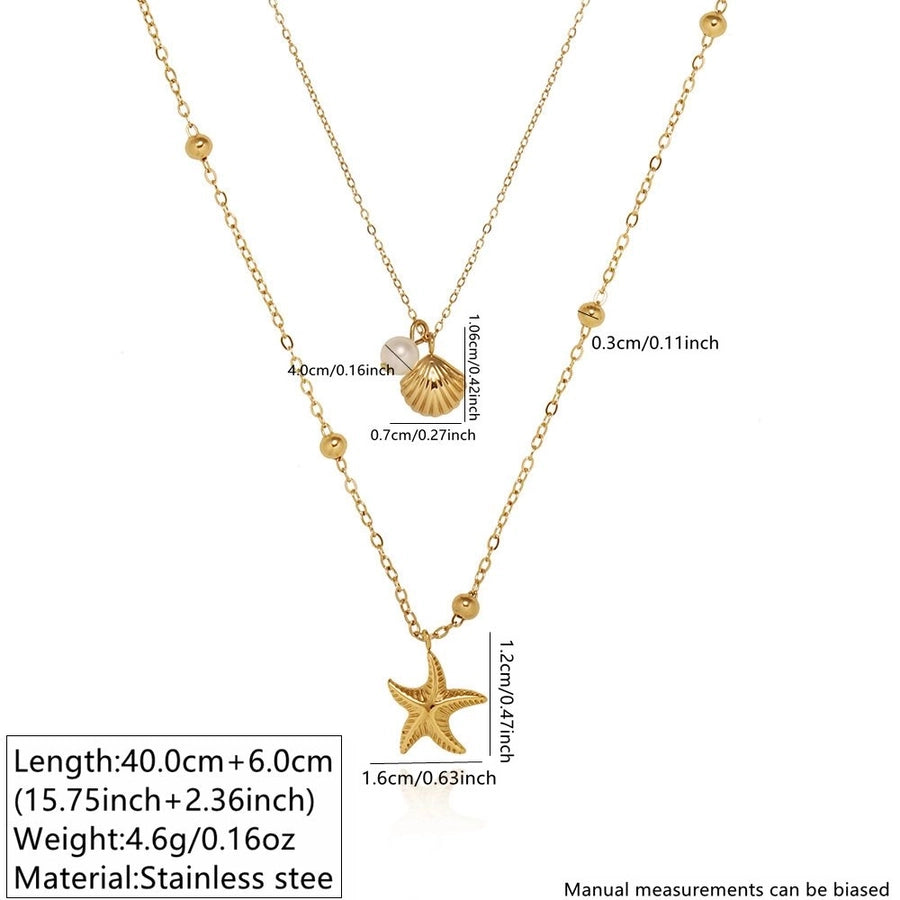 Vacation Geometric Starfish Shell Necklace [304 Stainless Steel,18K Gold Plated]