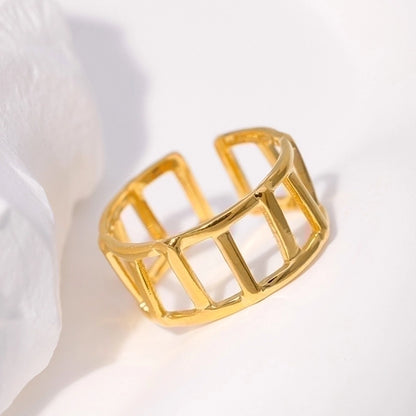 Anillo abierto rectangular hueco [acero inoxidable]