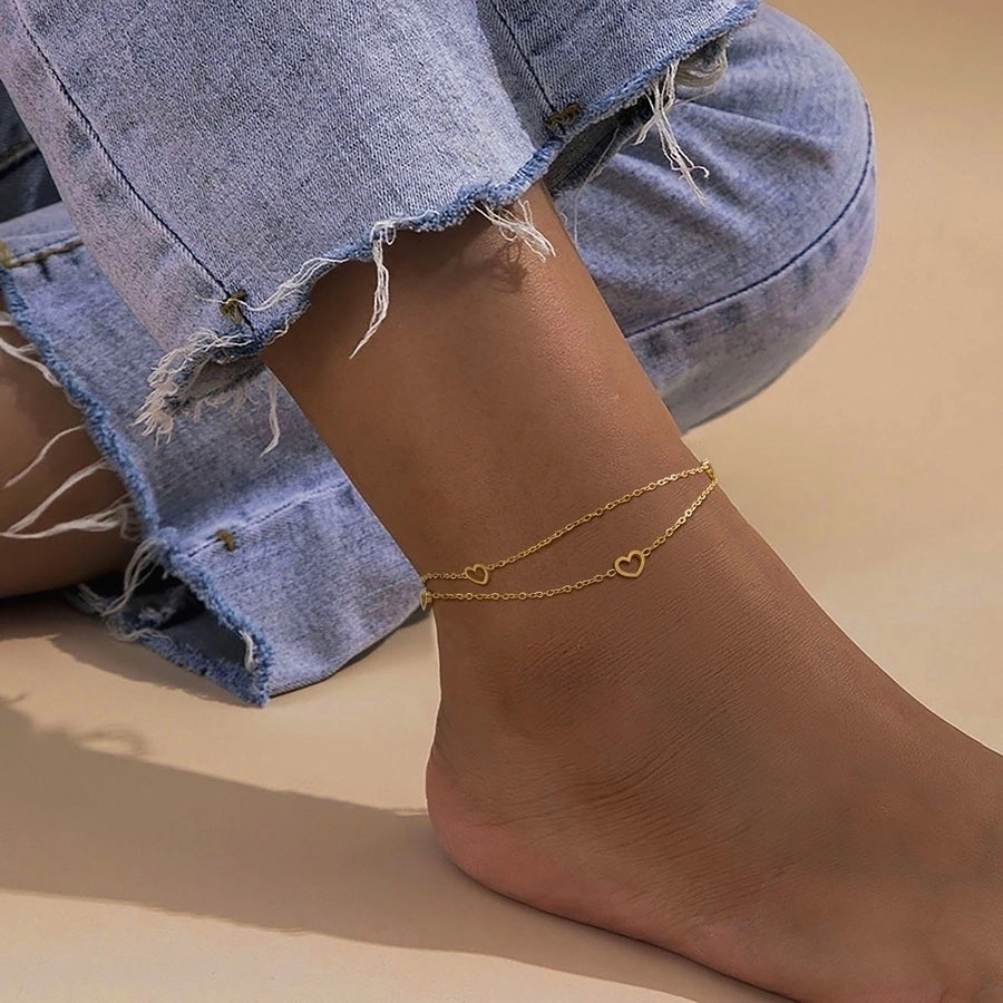 Moon Flower Butterfly Anklet [201 Stainless Steel, 18K Gold Plated]