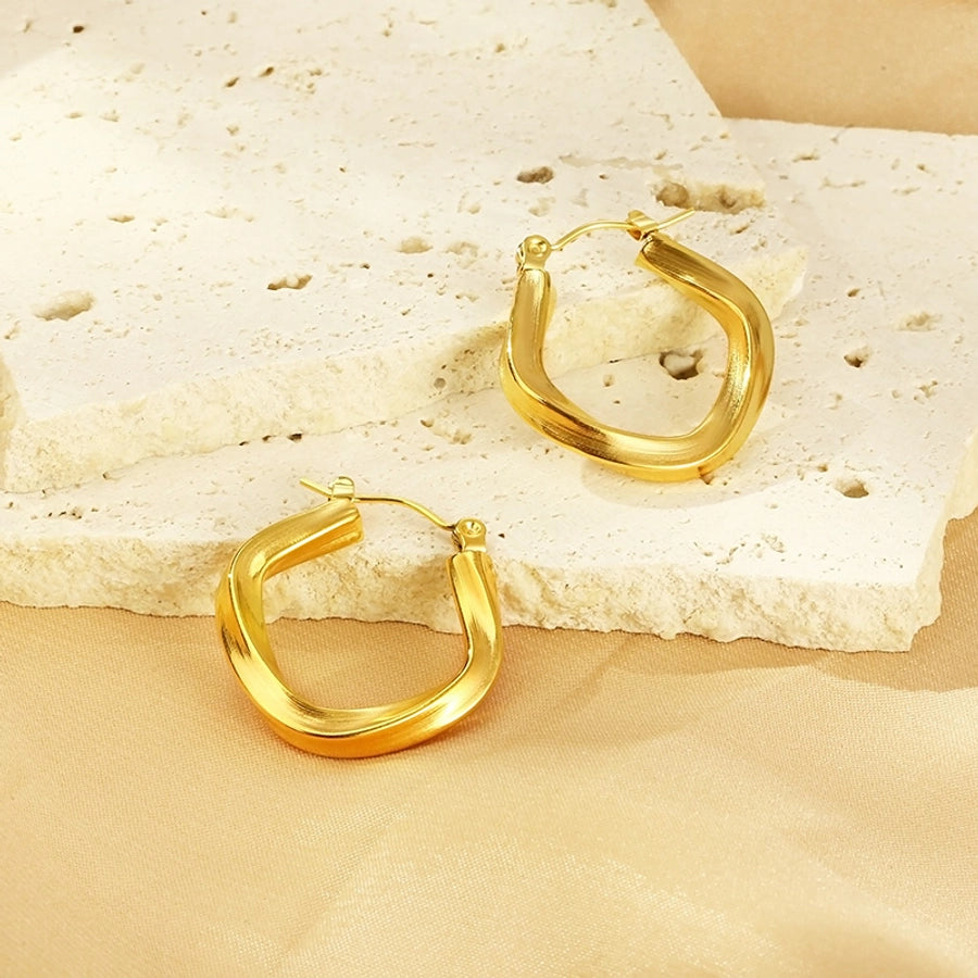 Twisted Hoop Earrings [304 Stainless Steel,18K Gold Plated]