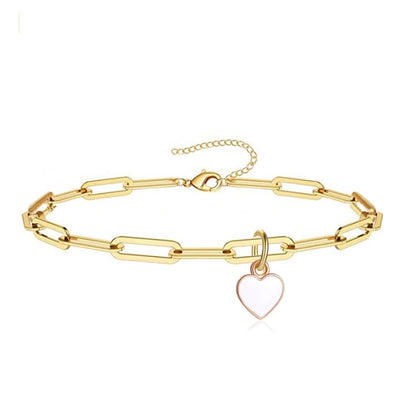 Pulsera de cadena de forma de corazón/tobillera [acero inoxidable]