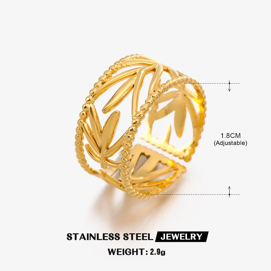 Leaf Open Ring [304 Stainless Steel 18K Gold Plated]