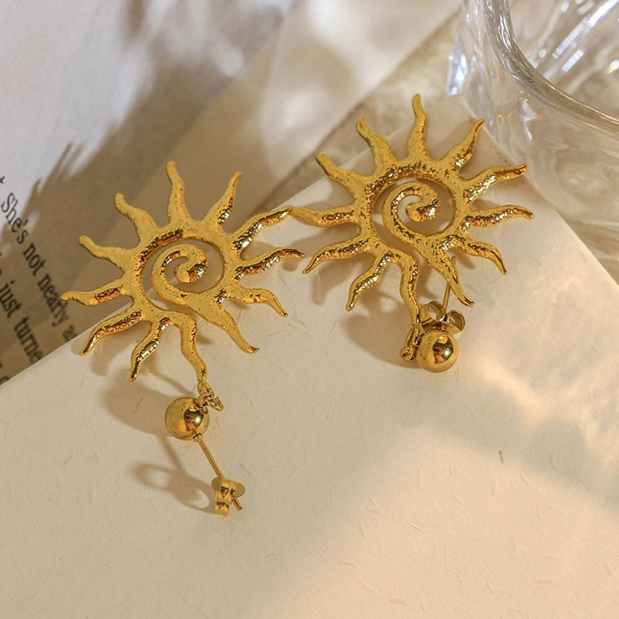 Sun Drop Earrings [304 Stainless Steel,14K Gold Plated]