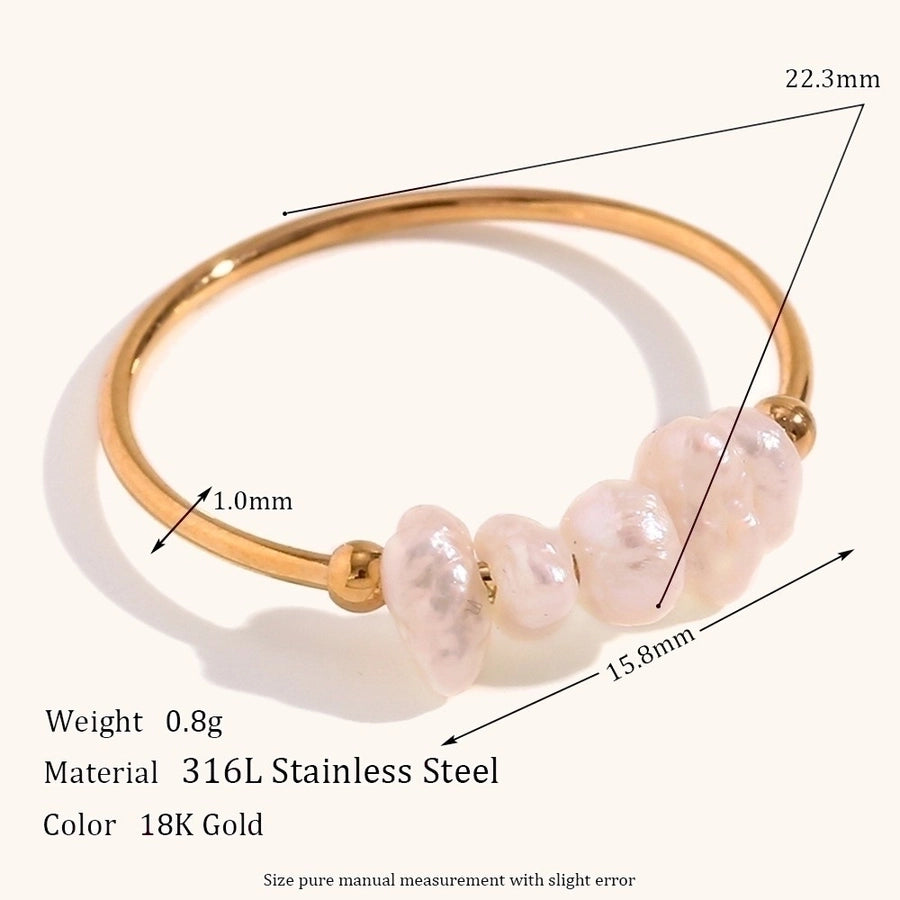 Multiple Pearl Ring [304 Stainless Steel 18K Gold Plated]